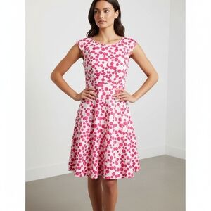 Maggy London White Dress with Pink Dot Print